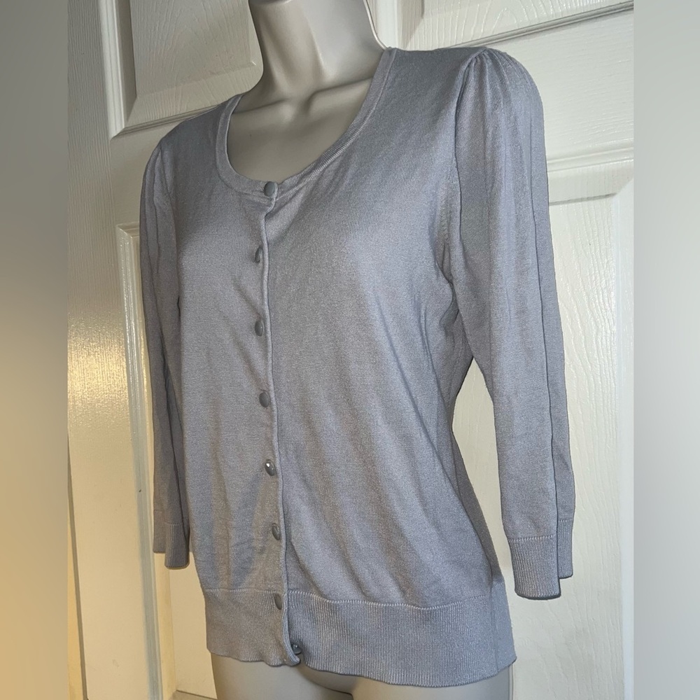 Halogen Light Gray Button-Up Sweater - image 1